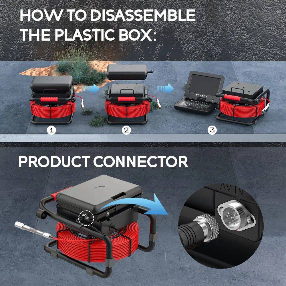 10″ DVR Sewer Inspection Camera Car Care Cable Length : 50m 10