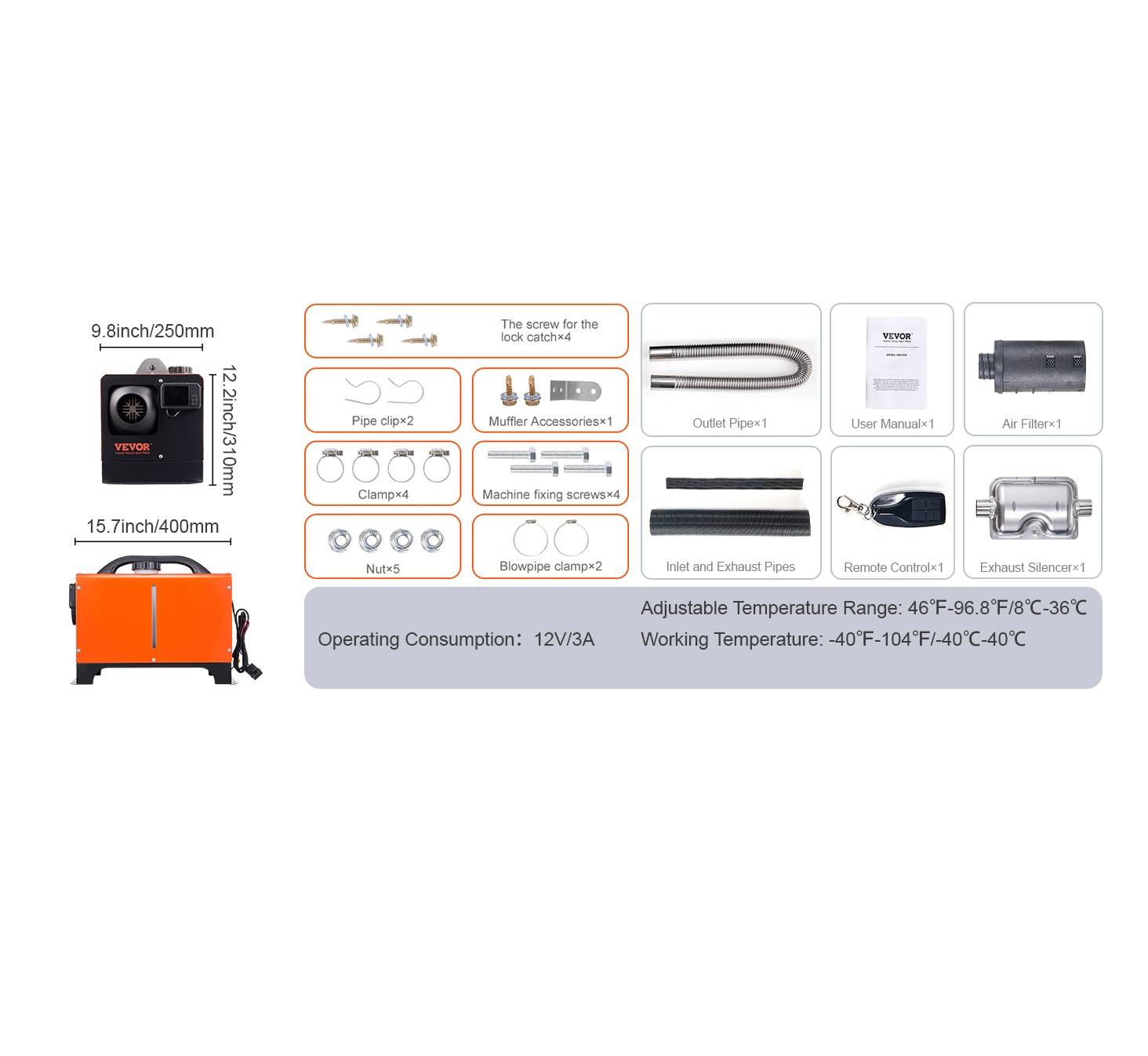 12V Diesel Air Heater 5/8KW with Remote Control and Silencer – Ideal for Car, Truck, Boat, and RV Car Electronics Model : 8KW LCD|5KW LCD 12V Diesel Air Heater 5/8KW with Remote Control and Silencer - Ideal for Car, Truck, Boat, and RV Car Electronics Model : 8KW LCD|5KW LCD
