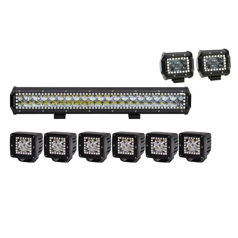 20-inch LED Light Bar + 6x 3-inch Spotlights + 2x 4-inch Fog Lamps with RGB Halo and App Control Car Electronics 20-inch LED Light Bar + 6x 3-inch Spotlights + 2x 4-inch Fog Lamps with RGB Halo and App Control Car Electronics