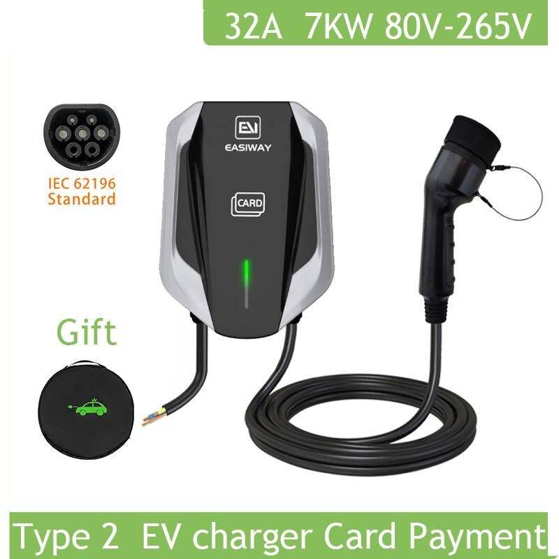 32A 7KW Type 2 Electric Car Charger – Wall Mounted EV Charging Station with Smart Card Activation Car Electronics Color : White|Gray|Blue 32A 7KW Type 2 Electric Car Charger - Wall Mounted EV Charging Station with Smart Card Activation Car Electronics Color : White|Gray|Blue