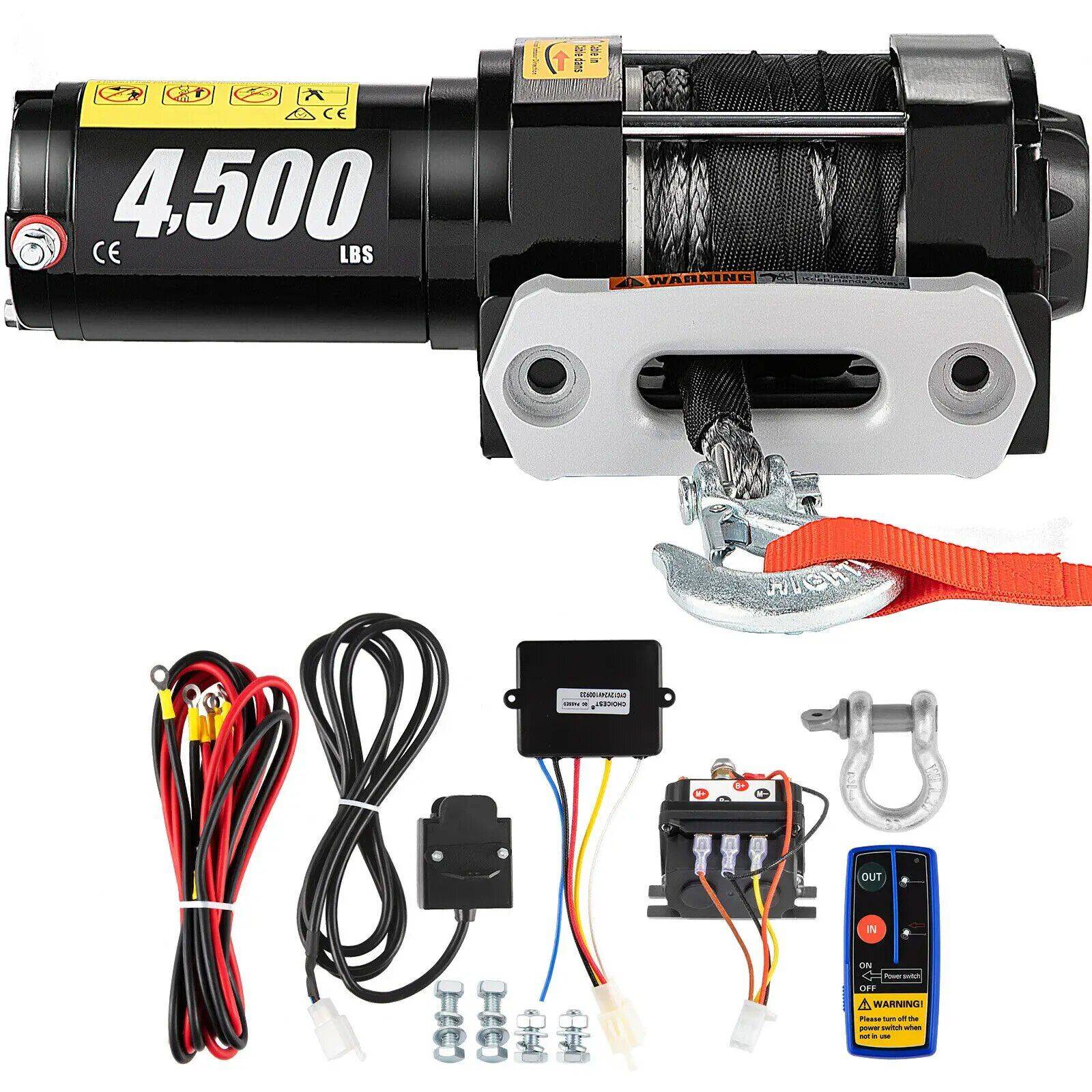 4500LBS Electric Recovery Winch – 12V Wireless Remote, Synthetic Rope for Trucks & ATVs Car Care 4500LBS Electric Recovery Winch - 12V Wireless Remote, Synthetic Rope for Trucks & ATVs Car Care