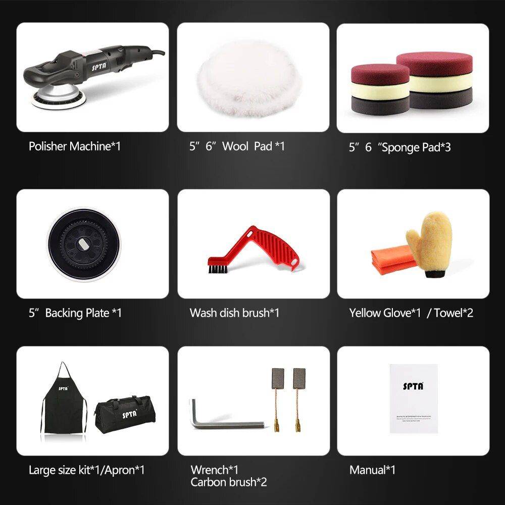 6 Inch Dual Action Car Polisher Set with Speed Control and Accessories Car Care Type : Set 6 Inch Dual Action Car Polisher Set with Speed Control and Accessories Car Care Type : Set