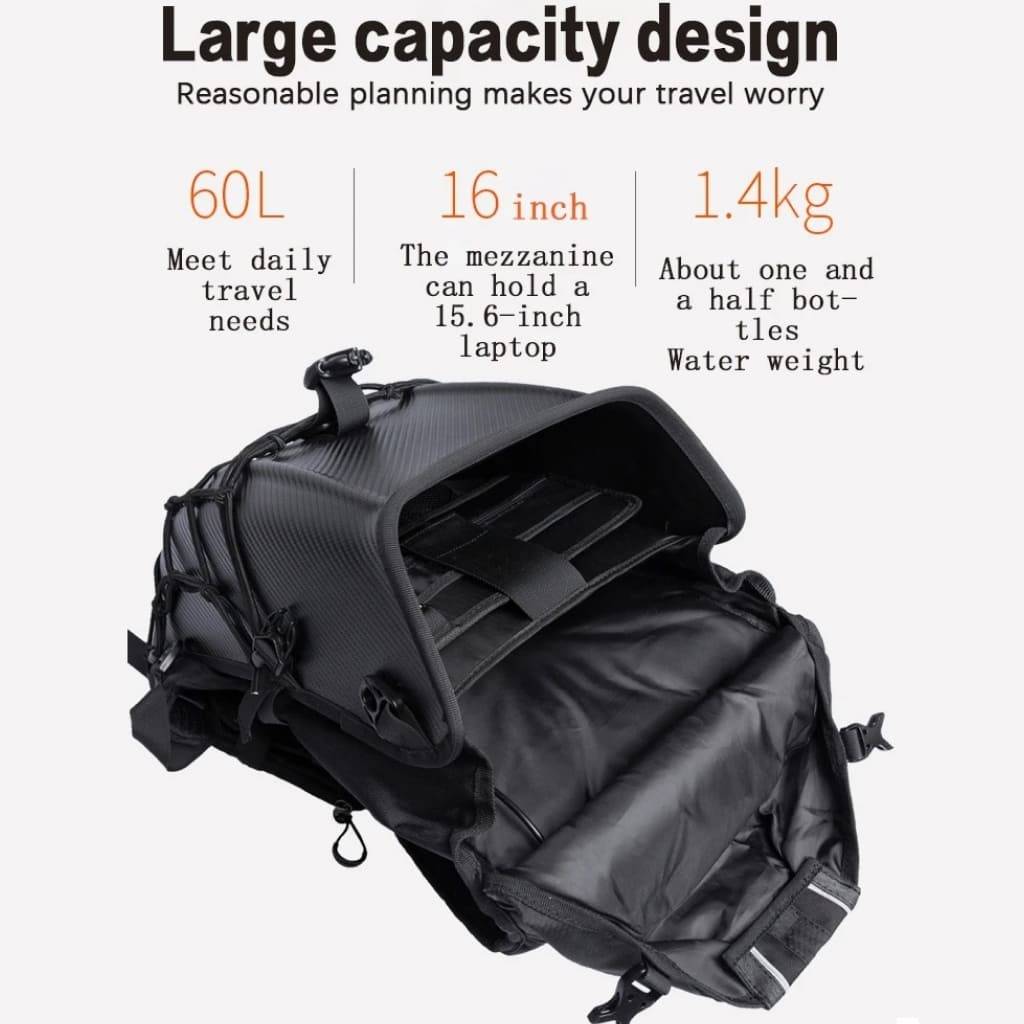 60L Waterproof Motorcycle Backpack with Helmet Holder – Versatile Travel and Camping Gear Motorcycle & ATV Gear Color : Black 60L Waterproof Motorcycle Backpack with Helmet Holder - Versatile Travel and Camping Gear Motorcycle & ATV Gear Color : Black