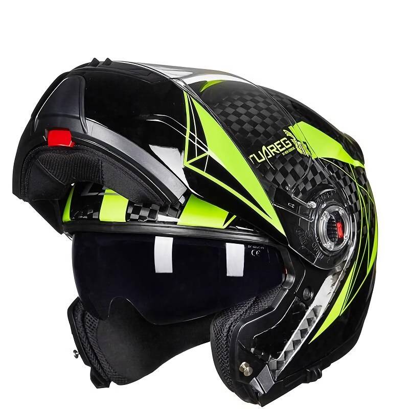 Advanced Carbon Fiber Modular Motorcycle Helmet with Dual Lens – Unisex Full-Face Safety Gear Motorcycle & ATV Gear Design: Green Size: L|XL|XXL|XXXL|XXXXL Advanced Carbon Fiber Modular Motorcycle Helmet with Dual Lens - Unisex Full-Face Safety Gear Motorcycle & ATV Gear Design: Green Size: L|XL|XXL|XXXL|XXXXL