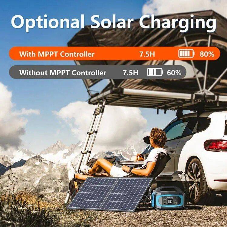 Compact 500W Portable Solar Power Station with AC Output, Large Capacity Lithium Battery and Solar Panel Kit Car Electronics Color : Blue Compact 500W Portable Solar Power Station with AC Output, Large Capacity Lithium Battery and Solar Panel Kit Car Electronics Color : Blue