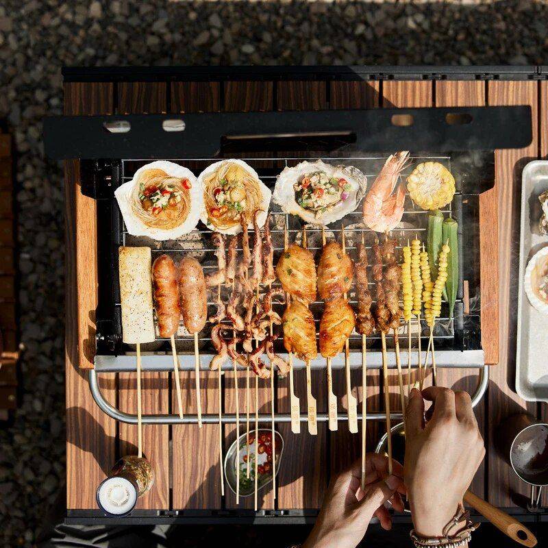 Compact Folding Portable Charcoal Grill for Outdoor Camping and Picnics Road Trip Accessories Color : Black Compact Folding Portable Charcoal Grill for Outdoor Camping and Picnics Road Trip Accessories Color : Black