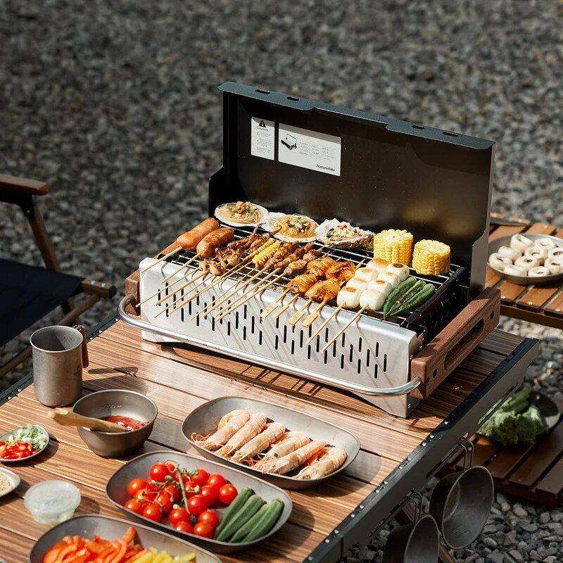 Compact Folding Portable Charcoal Grill for Outdoor Camping and Picnics Road Trip Accessories Color : Black Compact Folding Portable Charcoal Grill for Outdoor Camping and Picnics Road Trip Accessories Color : Black