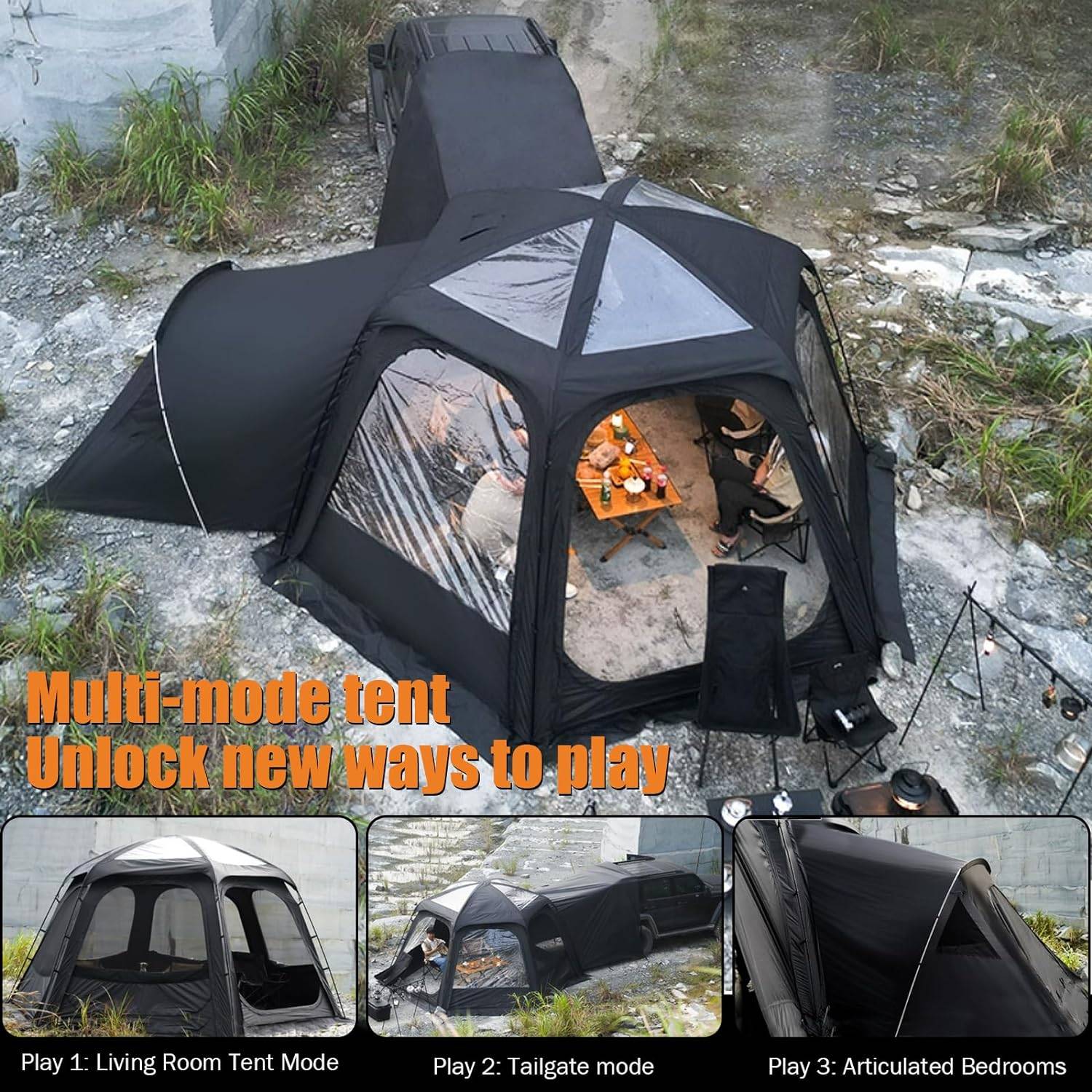 Deluxe Hexagonal Family Car Camping Tent with Skylight – Waterproof & Multi-Seasonal Road Trip Accessories Deluxe Hexagonal Family Car Camping Tent with Skylight - Waterproof & Multi-Seasonal Road Trip Accessories