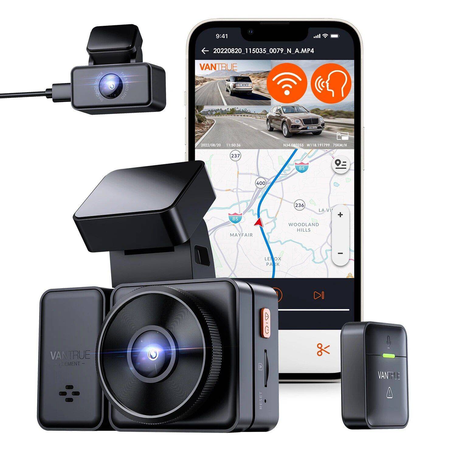 Dual 2.7K Dash Cam with Voice Control, WiFi, GPS & Night Vision Car Electronics Sd Card Memory : 64G|128G|256G|512G|None Dual 2.7K Dash Cam with Voice Control, WiFi, GPS & Night Vision Car Electronics Sd Card Memory : 64G|128G|256G|512G|None