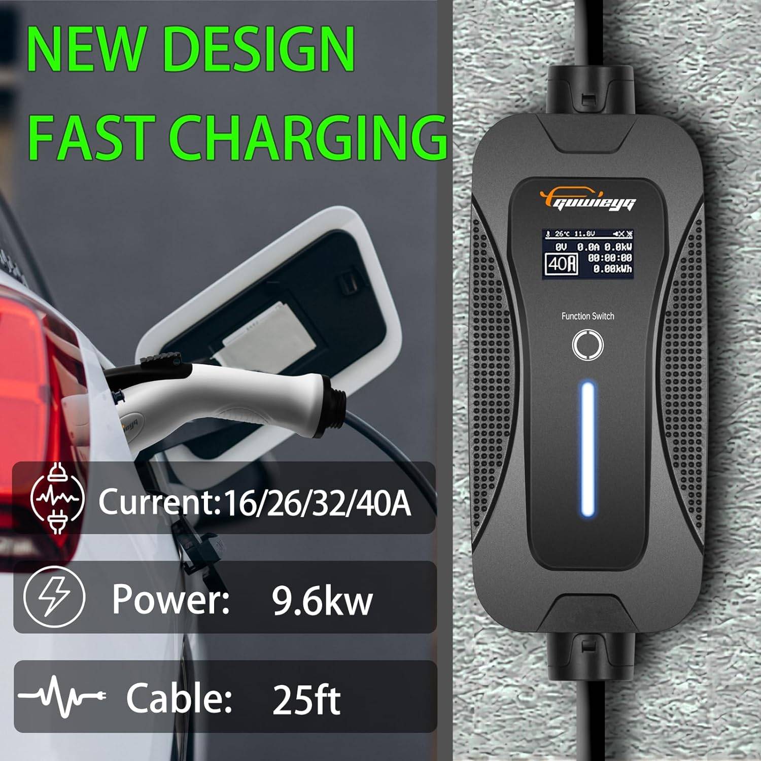 Efficient Level 2 Portable EV Charger – 32A 1 Phase 7.2KW, Adjustable Current, 5M Cable Car Electronics Model : T1 without adapter|T1 with adapter Efficient Level 2 Portable EV Charger - 32A 1 Phase 7.2KW, Adjustable Current, 5M Cable Car Electronics Model : T1 without adapter|T1 with adapter