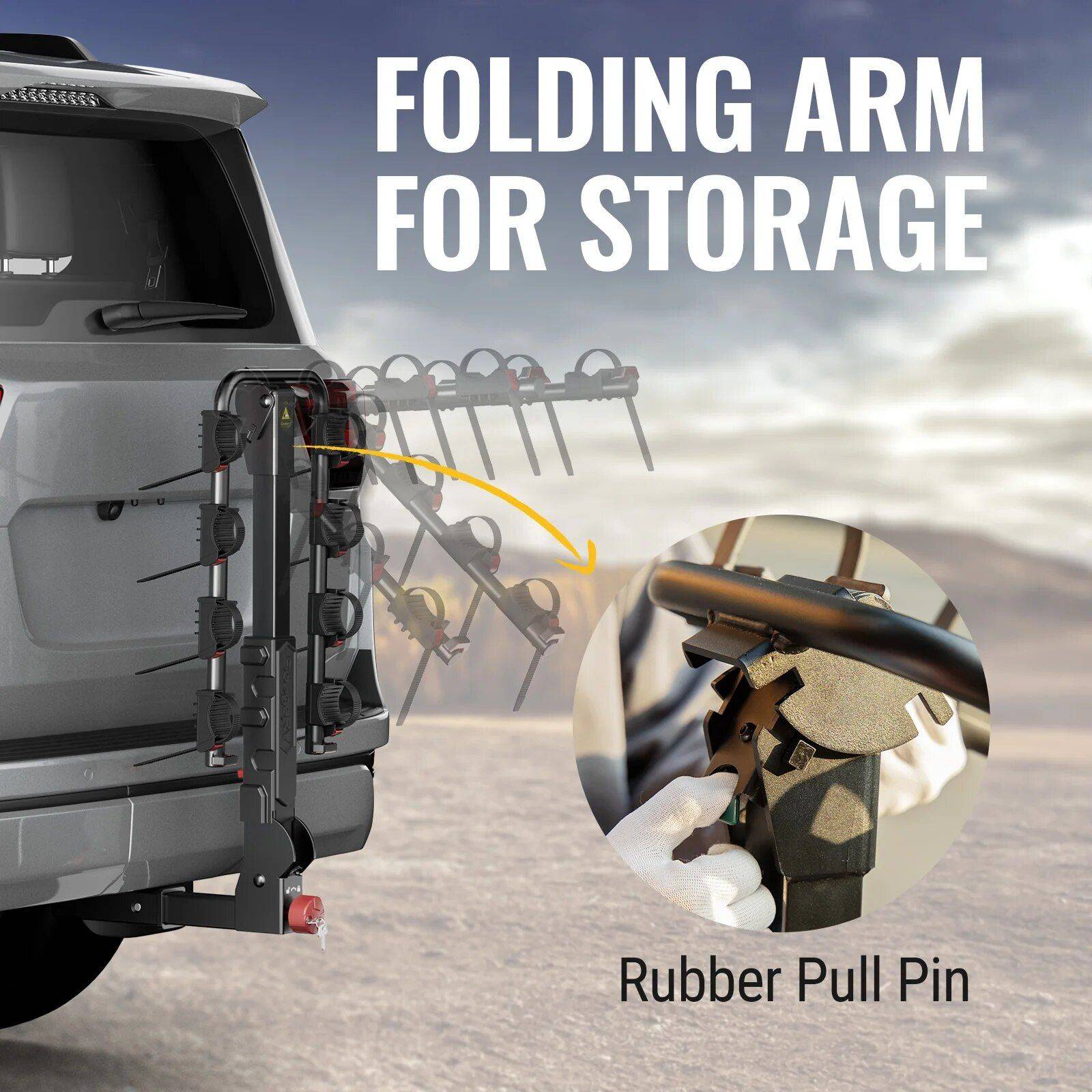 Heavy-Duty 4-Bike Hitch Mount Rack – Foldable & Lockable for SUVs and Trucks Car Storage & Organization Color : Black Heavy-Duty 4-Bike Hitch Mount Rack - Foldable & Lockable for SUVs and Trucks Car Storage & Organization Color : Black