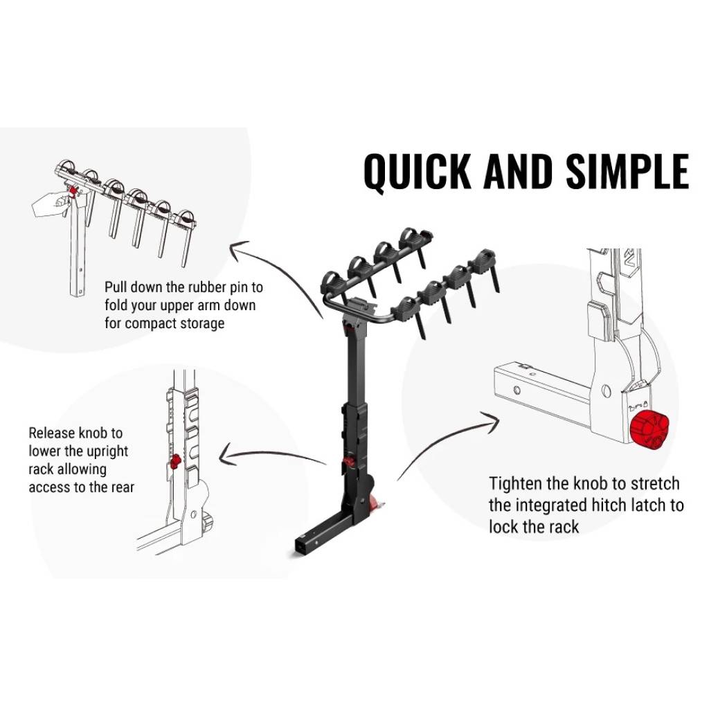 Heavy-Duty 4-Bike Hitch Mount Rack – Foldable & Lockable for SUVs and Trucks Car Storage & Organization Color : Black Heavy-Duty 4-Bike Hitch Mount Rack - Foldable & Lockable for SUVs and Trucks Car Storage & Organization Color : Black