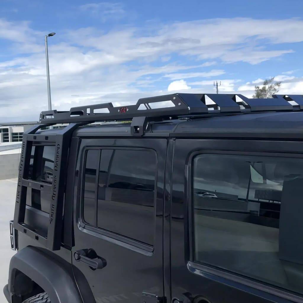 Heavy-Duty Steel Roof Rack Cargo Basket with Dual Side Ladders for Jeep Wrangler JK JL 2007-2022 Car Storage & Organization Heavy-Duty Steel Roof Rack Cargo Basket with Dual Side Ladders for Jeep Wrangler JK JL 2007-2022 Car Storage & Organization