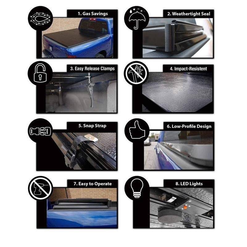 Heavy-Duty Tri-Fold Truck Bed Tonneau Cover for 2019-2022 Ram 1500 Car Storage & Organization Heavy-Duty Tri-Fold Truck Bed Tonneau Cover for 2019-2022 Ram 1500 Car Storage & Organization