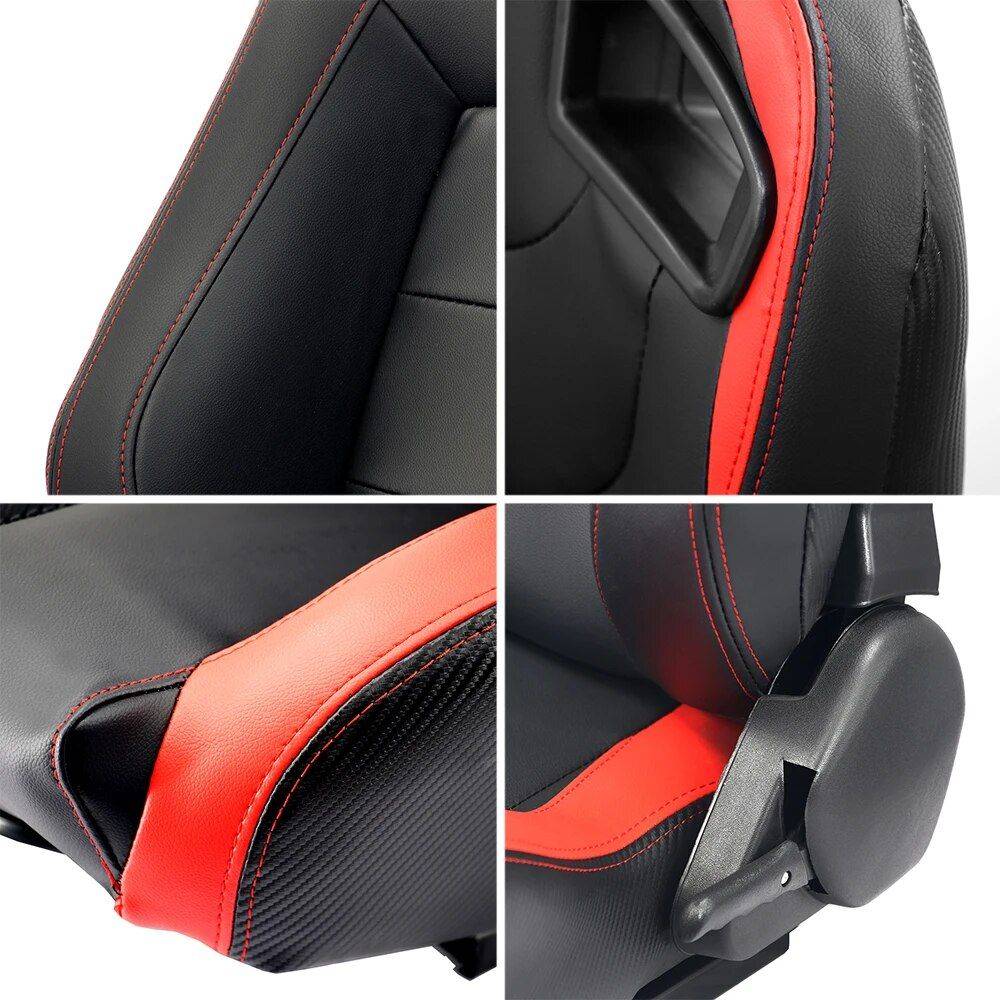 High-Performance Adjustable Racing Seat – Universal Fit, Black-Red PVC Leather Interior Accessories Model : Red Left Side|Red Right Side|Blue Left Side|Blue Right Side High-Performance Adjustable Racing Seat - Universal Fit, Black-Red PVC Leather Interior Accessories Model : Red Left Side|Red Right Side|Blue Left Side|Blue Right Side