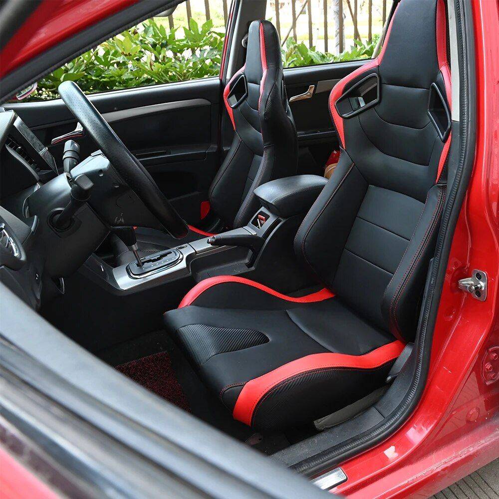 High-Performance Adjustable Racing Seat – Universal Fit, Black-Red PVC Leather Interior Accessories Model : Red Left Side|Red Right Side|Blue Left Side|Blue Right Side High-Performance Adjustable Racing Seat - Universal Fit, Black-Red PVC Leather Interior Accessories Model : Red Left Side|Red Right Side|Blue Left Side|Blue Right Side