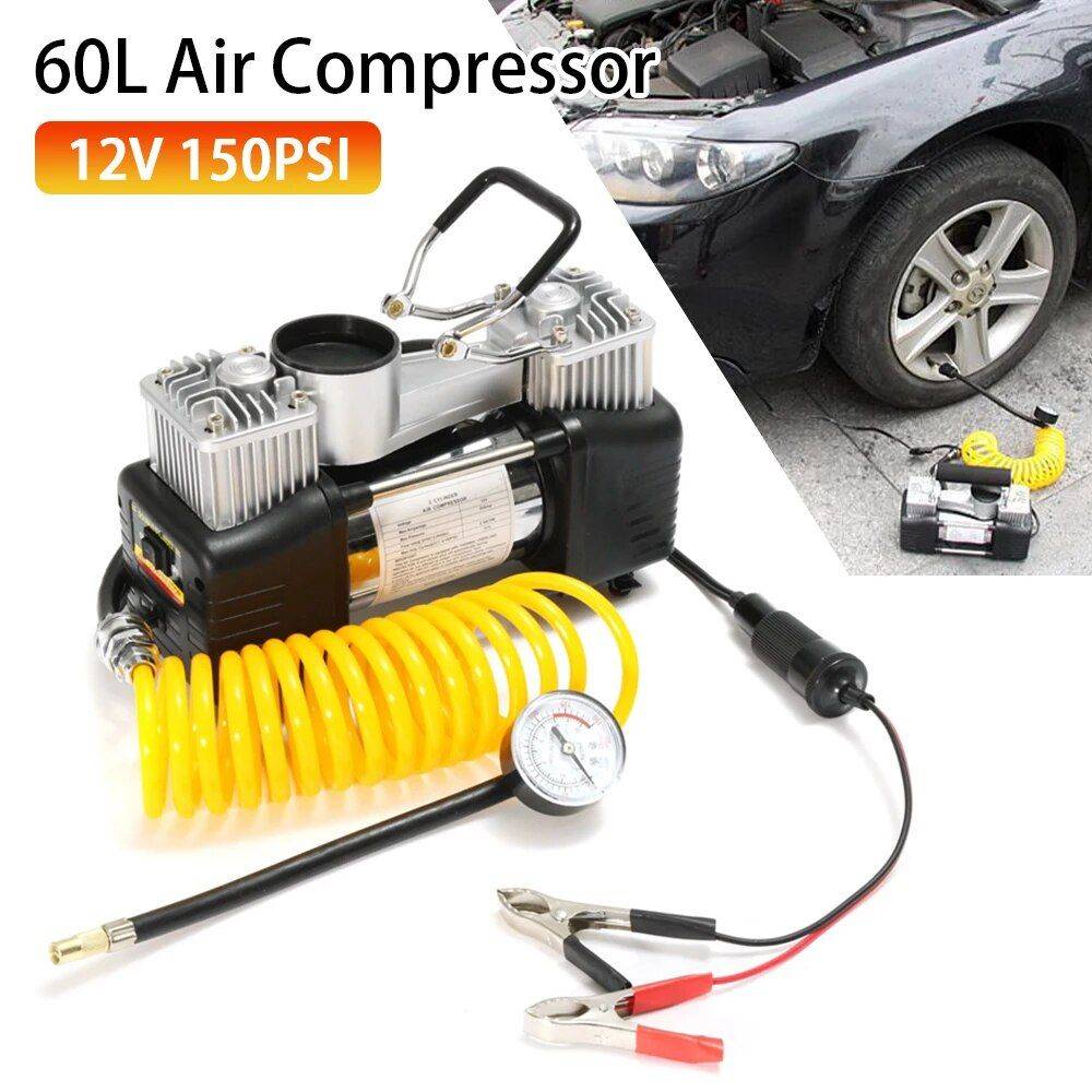 High-Power 150PSI Dual Cylinder Car Tire Inflator – 12V Portable Air Compressor & Pump Kit Car Electronics High-Power 150PSI Dual Cylinder Car Tire Inflator - 12V Portable Air Compressor & Pump Kit Car Electronics