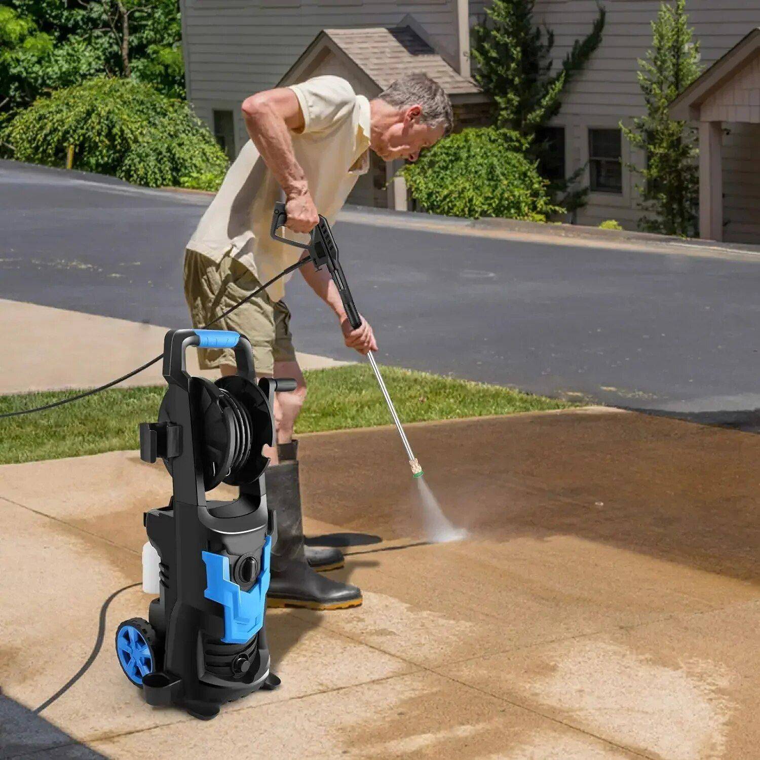 High-Power 3800PSI Electric Pressure Washer, 2.6GPM & 1900W, Multi-Surface Cleaning Machine Car Care Color : Blue High-Power 3800PSI Electric Pressure Washer, 2.6GPM & 1900W, Multi-Surface Cleaning Machine Car Care Color : Blue
