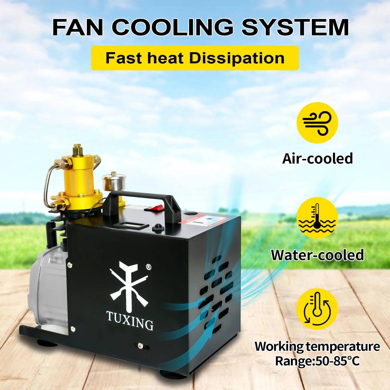 High-Pressure 4500PSI Portable Air Compressor with Auto-Stop & Water Cooling – Ideal for PCP Airguns, Scuba, and More Car Electronics Voltage : 220V|110V High-Pressure 4500PSI Portable Air Compressor with Auto-Stop & Water Cooling - Ideal for PCP Airguns, Scuba, and More Car Electronics Voltage : 220V|110V