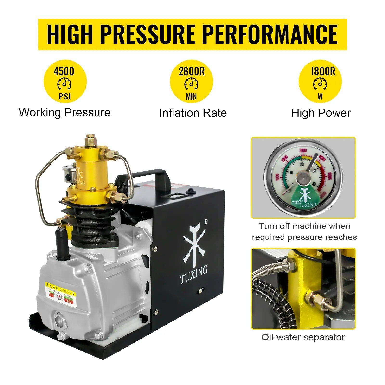 High-Pressure 4500PSI Portable Air Compressor with Auto-Stop & Water Cooling – Ideal for PCP Airguns, Scuba, and More Car Electronics Voltage : 220V|110V High-Pressure 4500PSI Portable Air Compressor with Auto-Stop & Water Cooling - Ideal for PCP Airguns, Scuba, and More Car Electronics Voltage : 220V|110V
