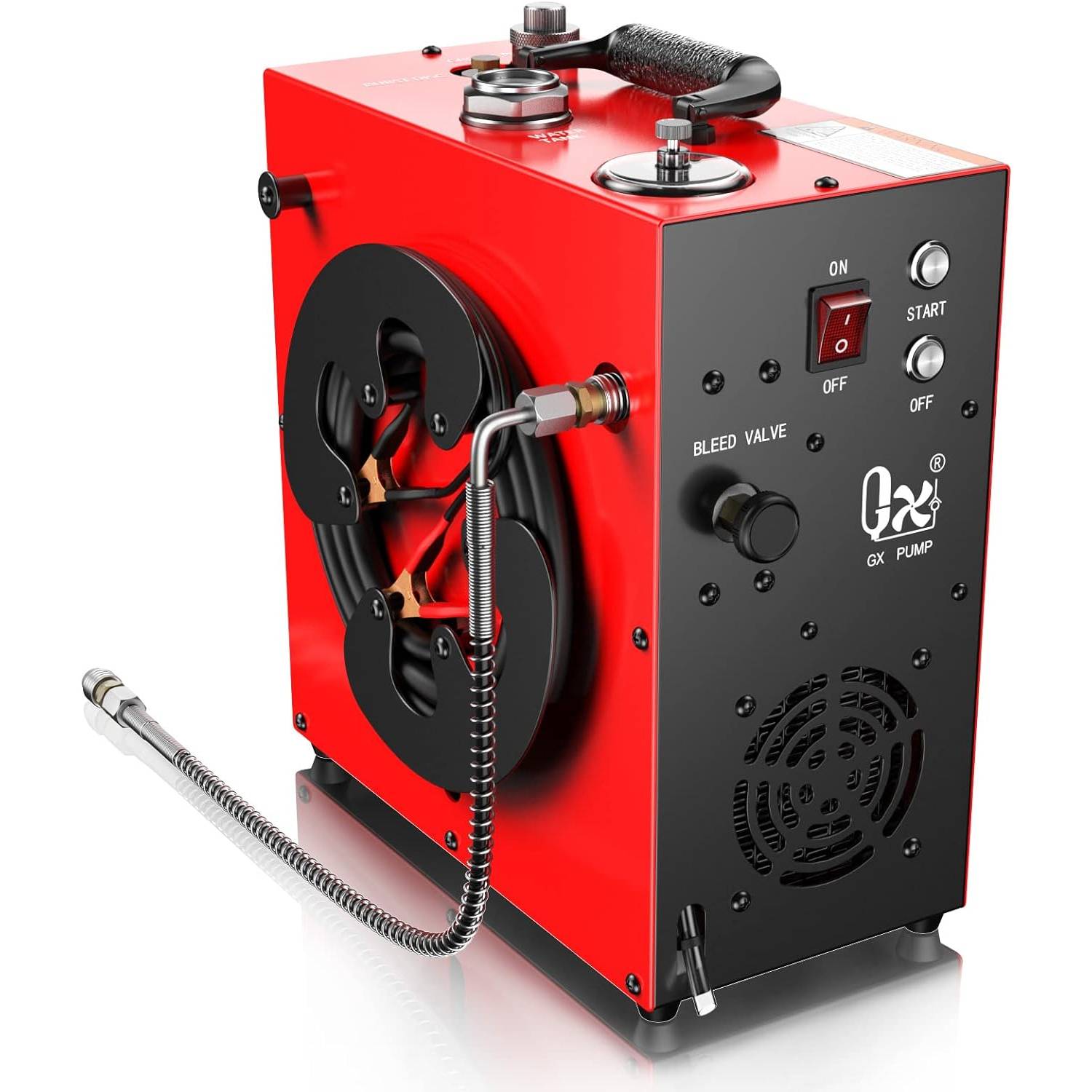 High-Pressure Portable PCP Air Compressor with Water and Fans Cooling - 5800Psi/40Mpa, 350W Motor, Auto Stop Car Electronics Model: GX-E-CS4 Voltage: 220VAC|110VAC Plug Type: US