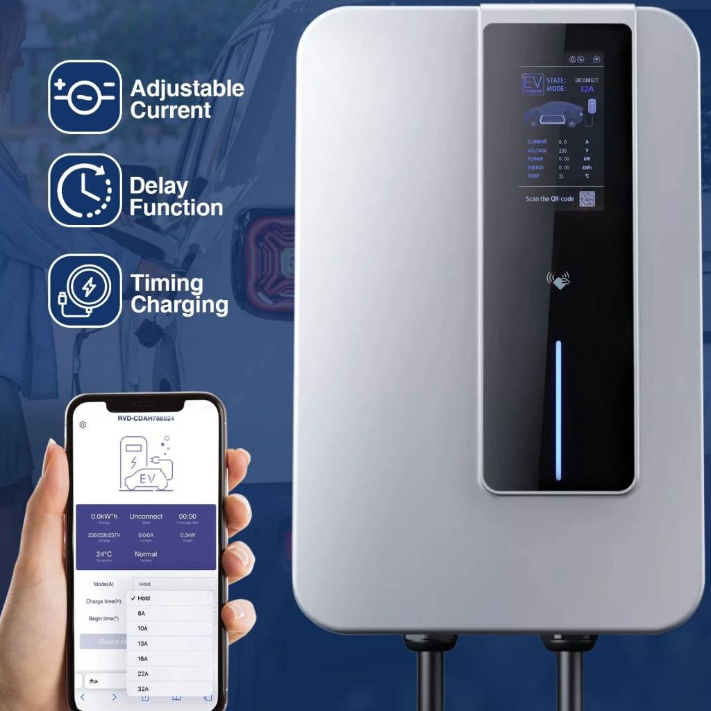 High-Speed 48A EV Wallbox Charger with RFID and App Control – 220V, 11.5KW, Type1, 7.5M Cable Car Electronics Model : 11.5KW WALLBOX High-Speed 48A EV Wallbox Charger with RFID and App Control - 220V, 11.5KW, Type1, 7.5M Cable Car Electronics Model : 11.5KW WALLBOX