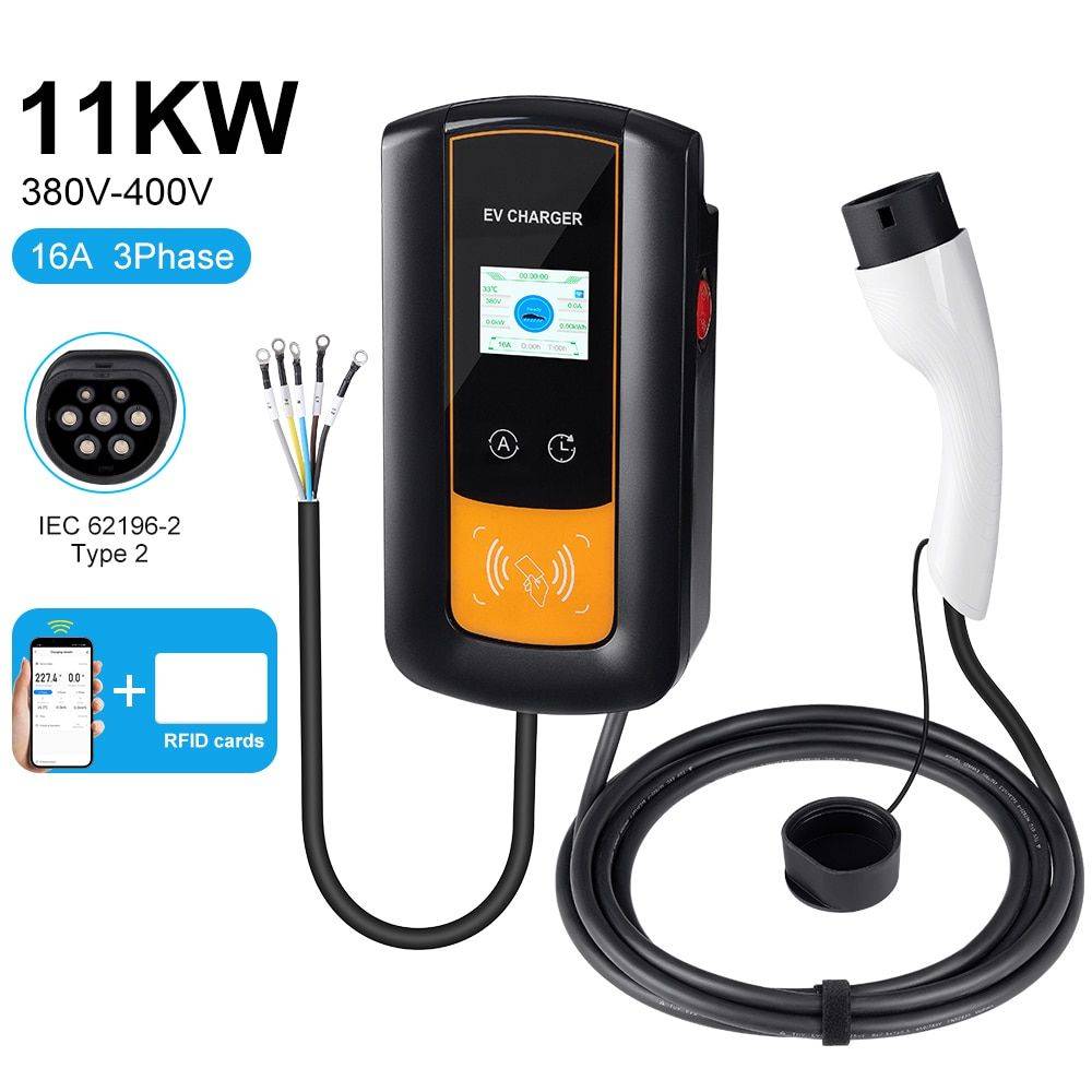 High-Speed 7KW/11KW/22KW Type 2 EV Charger with Smart APP Control and Multiple Safety Features Car Electronics Model: 11KW Yellow High-Speed 7KW/11KW/22KW Type 2 EV Charger with Smart APP Control and Multiple Safety Features Car Electronics Model: 11KW Yellow