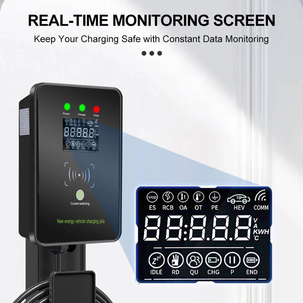 High-Speed Type 2 Electric Car Charger Station, 32A 7KW, LED Display, Safety Features, Waterproof, Universal Compatibility Car Electronics Model : 7KW 32A TYPE 2|7KW 32A TYPE 1 High-Speed Type 2 Electric Car Charger Station, 32A 7KW, LED Display, Safety Features, Waterproof, Universal Compatibility Car Electronics Model : 7KW 32A TYPE 2|7KW 32A TYPE 1