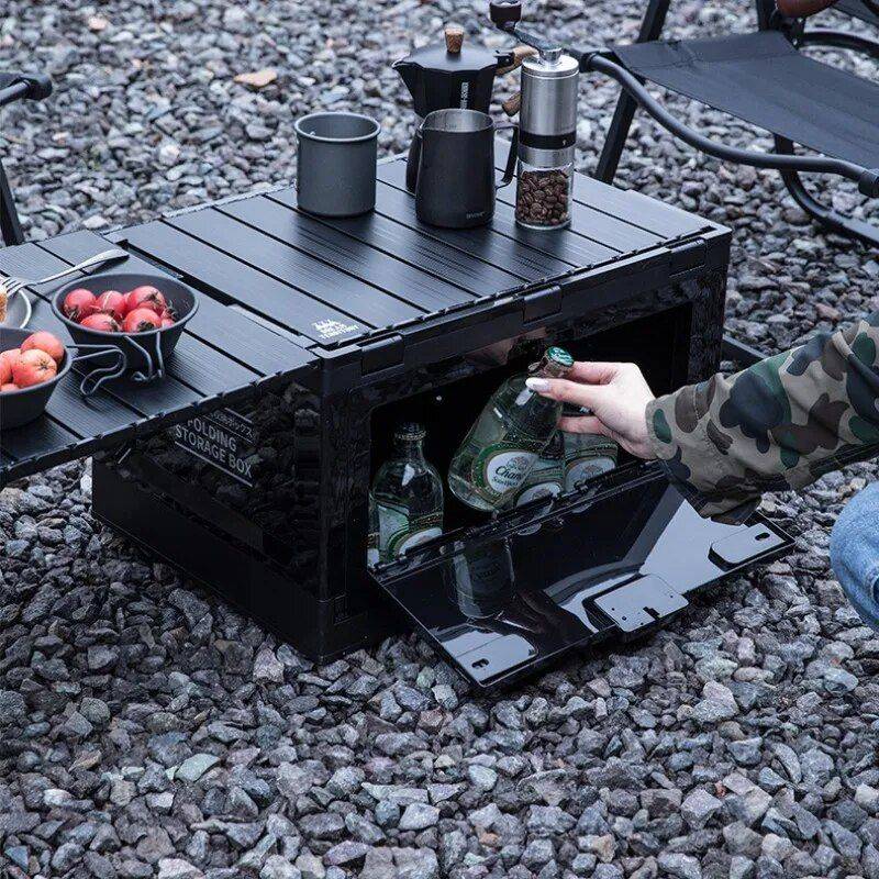 Lightweight 50L Aluminum Folding Storage Box for Camping and Outdoor Organization Road Trip Accessories Color : Black Lightweight 50L Aluminum Folding Storage Box for Camping and Outdoor Organization Road Trip Accessories Color : Black