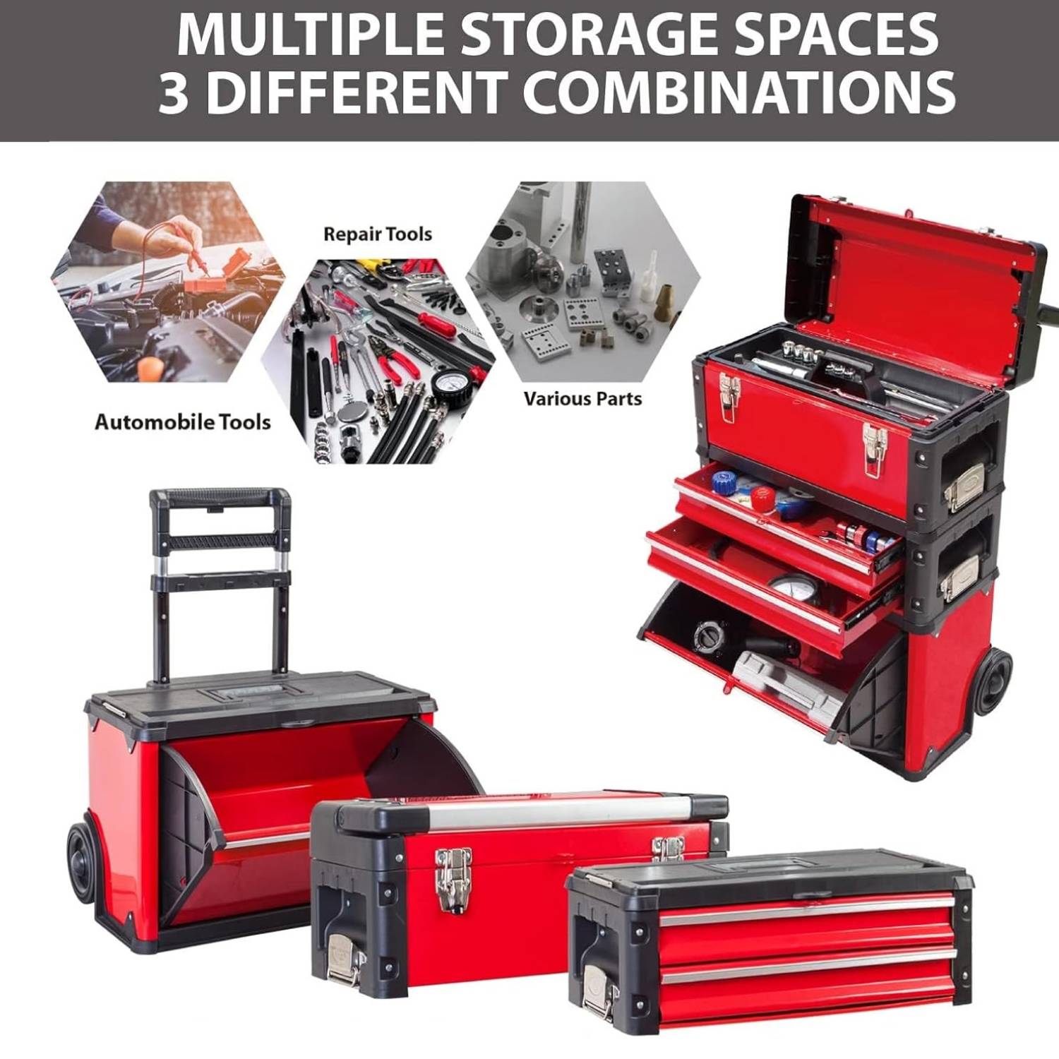 Multi-Functional Rolling Upright Trolley Tool Box – Stackable, Portable Organizer for Workshop and Garage Car Storage & Organization Multi-Functional Rolling Upright Trolley Tool Box - Stackable, Portable Organizer for Workshop and Garage Car Storage & Organization