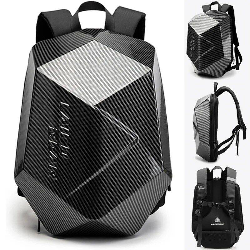 Multi-Purpose Motorcycle Backpack: Hard Shell, High Capacity, Unisex Design Motorcycle & ATV Gear Model : Carbon Grain|Black Carbon Fiber|Obsidian Black Multi-Purpose Motorcycle Backpack: Hard Shell, High Capacity, Unisex Design Motorcycle & ATV Gear Model : Carbon Grain|Black Carbon Fiber|Obsidian Black