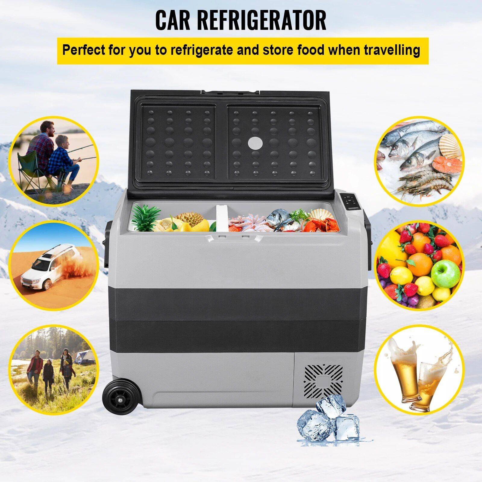 Portable Dual Zone Fridge Freezer with Wheels – Ideal for Camping, Picnics & Road Trips Road Trip Accessories Model : 36L Dual Zone Portable Dual Zone Fridge Freezer with Wheels - Ideal for Camping, Picnics & Road Trips Road Trip Accessories Model : 36L Dual Zone