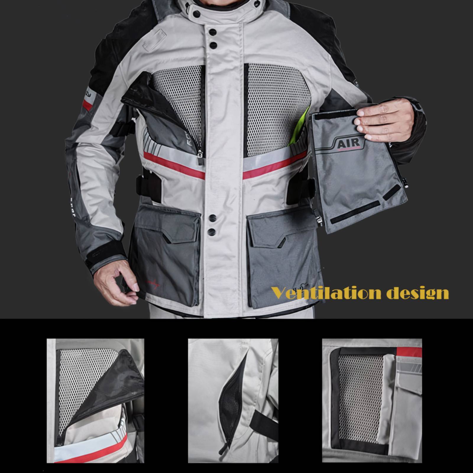 Unisex All-Season Motorcycle Jacket with Waterproof Protection and Removable Liner Motorcycle & ATV Gear Color : Gray|Black Unisex All-Season Motorcycle Jacket with Waterproof Protection and Removable Liner Motorcycle & ATV Gear Color : Gray|Black