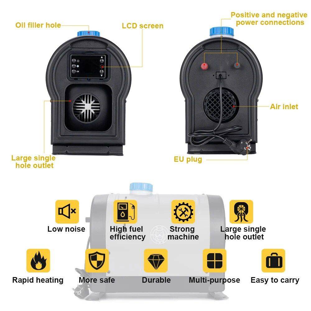 Universal 3-in-1 Diesel Parking Heater with LCD Control for All Vehicles Car Electronics Model : Type 1|Type 2 Universal 3-in-1 Diesel Parking Heater with LCD Control for All Vehicles Car Electronics Model : Type 1|Type 2