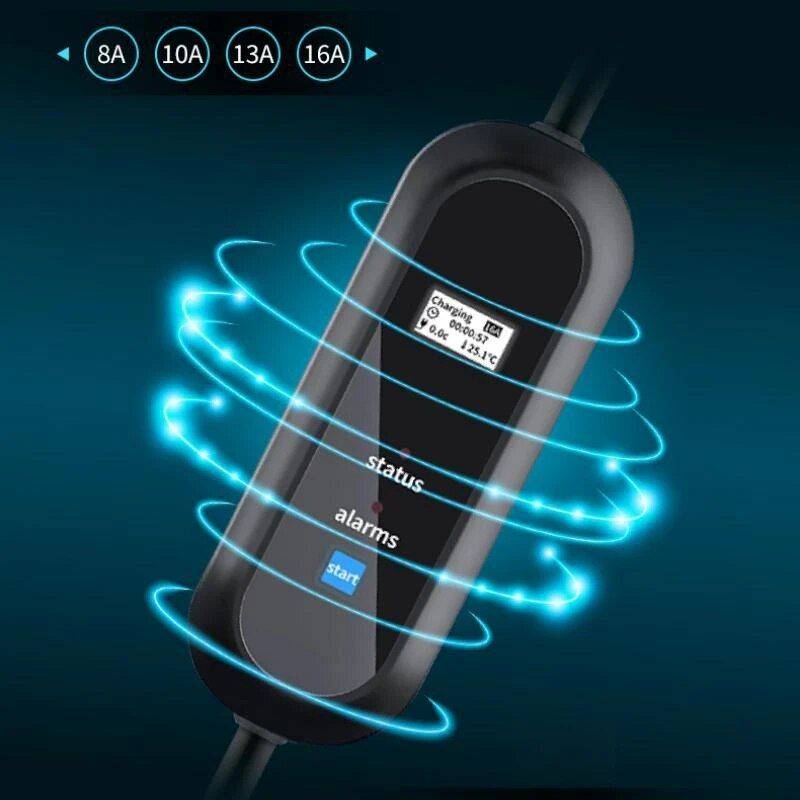 Universal Fast Portable EV Charger - Adjustable 8A/10A/13A/16A, 3.5KW, IP55, 3.5M Cable Car Electronics Model : 3.5KW Schuko TYPE2|3.5KW Schuko TYPE1 