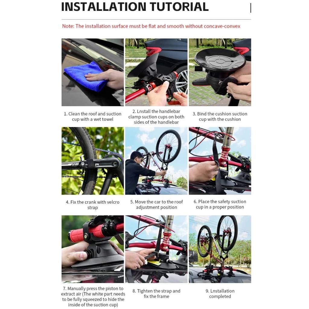 Universal Handstand Suction Bike Rack: Roof Top & Rear Car Carrier for MTB and Road Bicycles Car Storage & Organization Color : Black Universal Handstand Suction Bike Rack: Roof Top & Rear Car Carrier for MTB and Road Bicycles Car Storage & Organization Color : Black