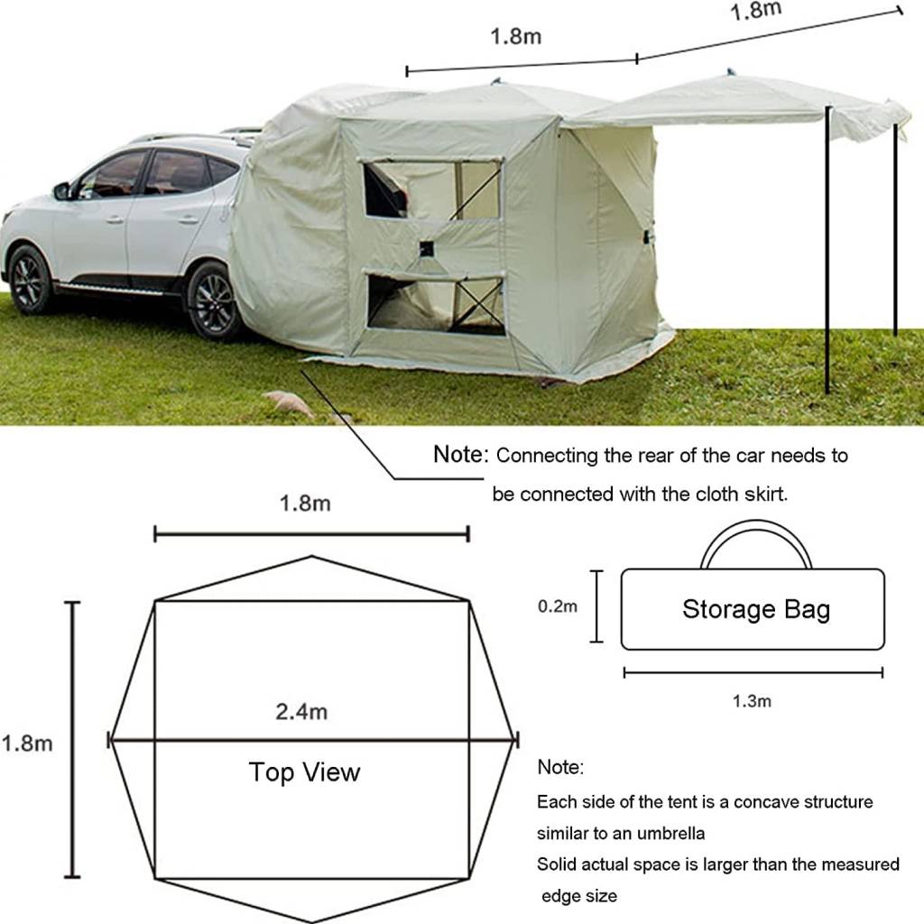 Versatile 4-Season Car Camping Tent | Waterproof & UV Protected | Spacious 180x180x210cm Gazebo & Sun Shelter Road Trip Accessories Model : Brown Package 1|Green Package 1|Brown Package 2|Green Package 2 Versatile 4-Season Car Camping Tent | Waterproof & UV Protected | Spacious 180x180x210cm Gazebo & Sun Shelter Road Trip Accessories Model : Brown Package 1|Green Package 1|Brown Package 2|Green Package 2