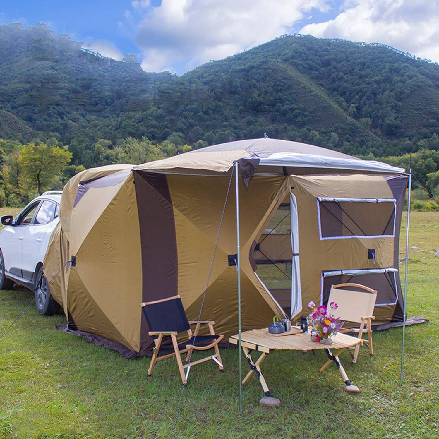 Versatile 4-Season Car Camping Tent | Waterproof & UV Protected | Spacious 180x180x210cm Gazebo & Sun Shelter Road Trip Accessories Model : Brown Package 1|Green Package 1|Brown Package 2|Green Package 2 Versatile 4-Season Car Camping Tent | Waterproof & UV Protected | Spacious 180x180x210cm Gazebo & Sun Shelter Road Trip Accessories Model : Brown Package 1|Green Package 1|Brown Package 2|Green Package 2