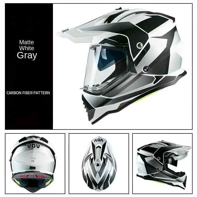 Versatile Dual Visor Motorbike Helmet Motorcycle & ATV Gear Color : White Versatile Dual Visor Motorbike Helmet Motorcycle & ATV Gear Color : White