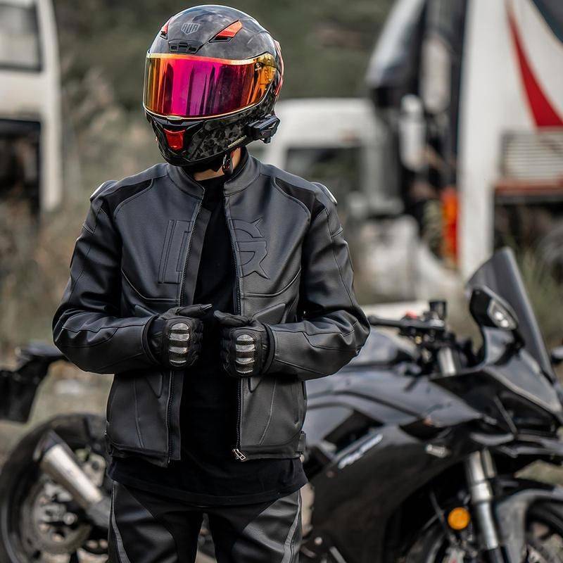 Winter-Proof Unisex Leather Motorcycle Riding Suit Motorcycle & ATV Gear Color : Black Winter-Proof Unisex Leather Motorcycle Riding Suit Motorcycle & ATV Gear Color : Black